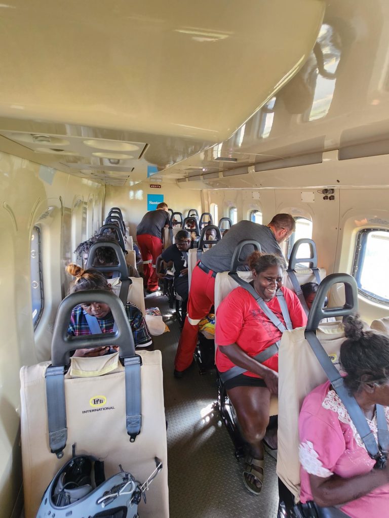 Rescued passengers in PHI helicopter from Kimberley flooding
