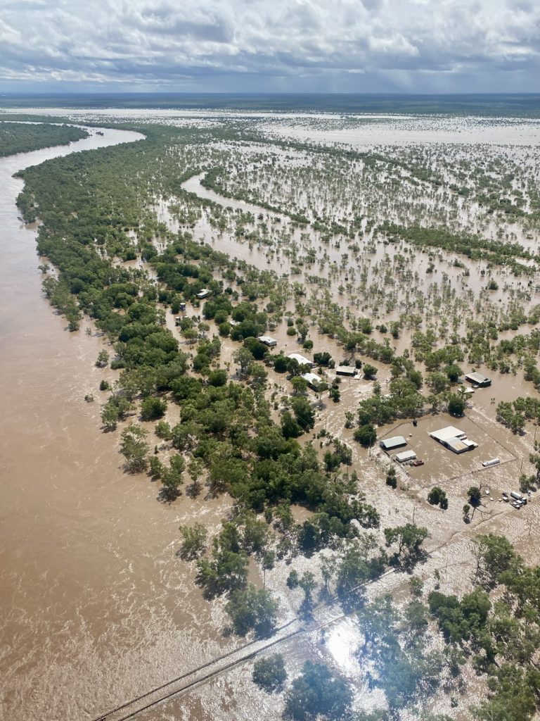 Aerial view of flooded landscape in Kimberley Western Australia