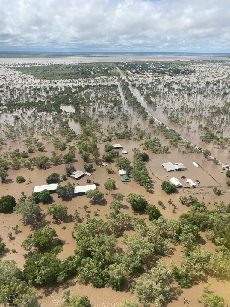 Aerial view of flooded landscape in Kimberley, Western Australia