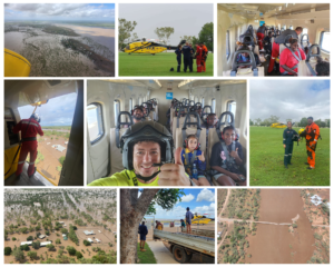 Collage of photos from Kimberly flood relief efforts with PHI SAR team