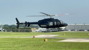 Bell 407 helicopter painted black by PHI MRO Services is taking flight to head to Charm Aviation